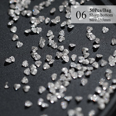 50gab./komplektā Mini plakana dibena nagu Rhinestones mirdzoši sudraba kristāla nagu dekori DIY materiāls nagu mākslas šarmu aksesuāri