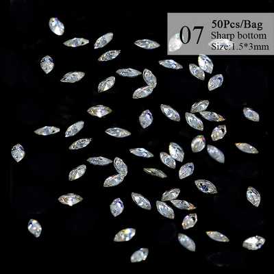 50gab./komplektā Mini plakana dibena nagu Rhinestones mirdzoši sudraba kristāla nagu dekori DIY materiāls nagu mākslas šarmu aksesuāri