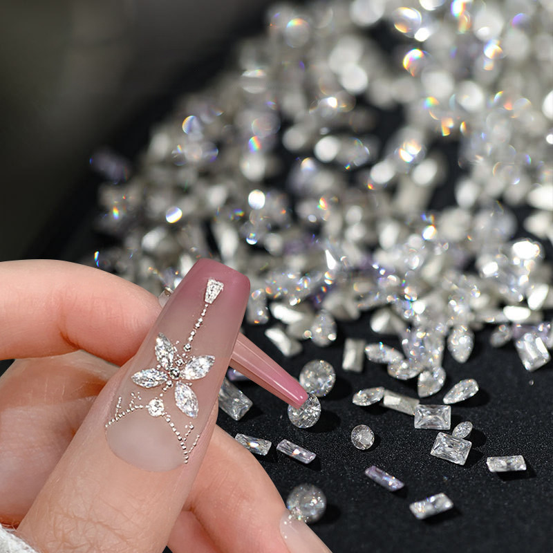 50gab./komplektā Mini plakana dibena nagu Rhinestones mirdzoši sudraba kristāla nagu dekori DIY materiāls nagu mākslas šarmu aksesuāri