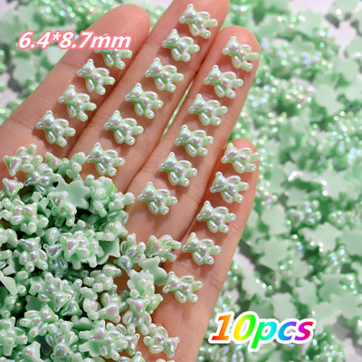 10 gab. Karikatūra Aurora Bear nagu piekariņi, 3D Kawaii Bear nagu mākslas dekori, DIY Aurora Resin Bear manikīra piederumi