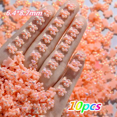 10 gab. Karikatūra Aurora Bear nagu piekariņi, 3D Kawaii Bear nagu mākslas dekori, DIY Aurora Resin Bear manikīra piederumi