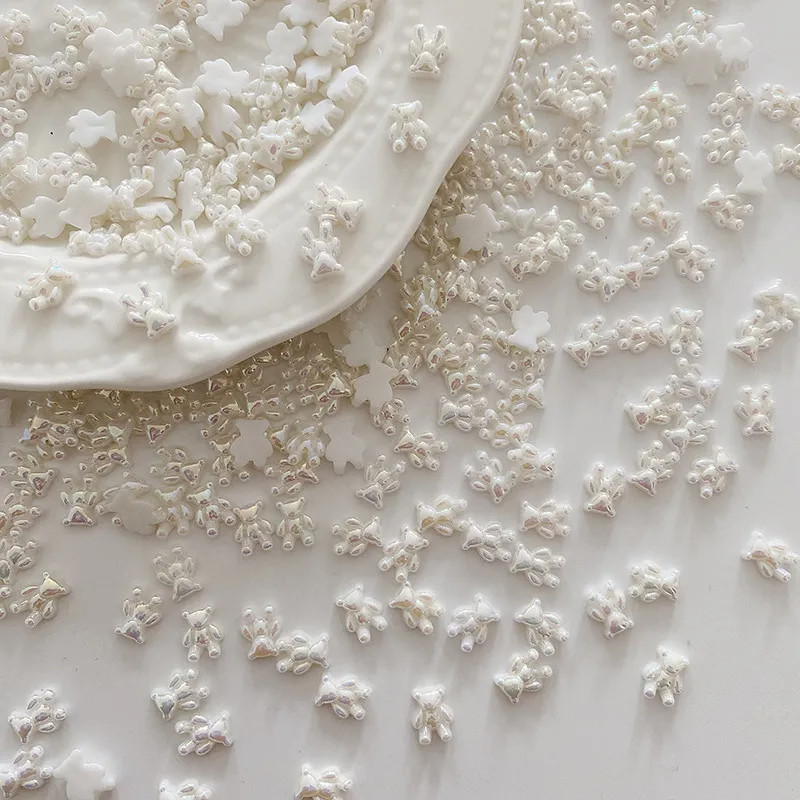 10 gab. Karikatūra Aurora Bear nagu piekariņi, 3D Kawaii Bear nagu mākslas dekori, DIY Aurora Resin Bear manikīra piederumi