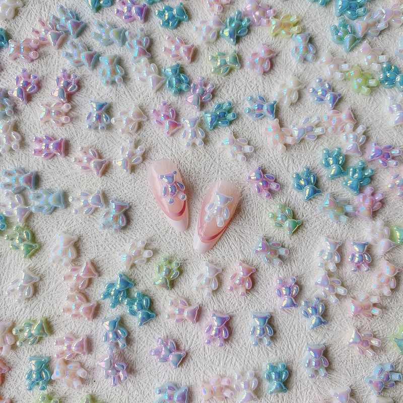 10 gab. Karikatūra Aurora Bear nagu piekariņi, 3D Kawaii Bear nagu mākslas dekori, DIY Aurora Resin Bear manikīra piederumi