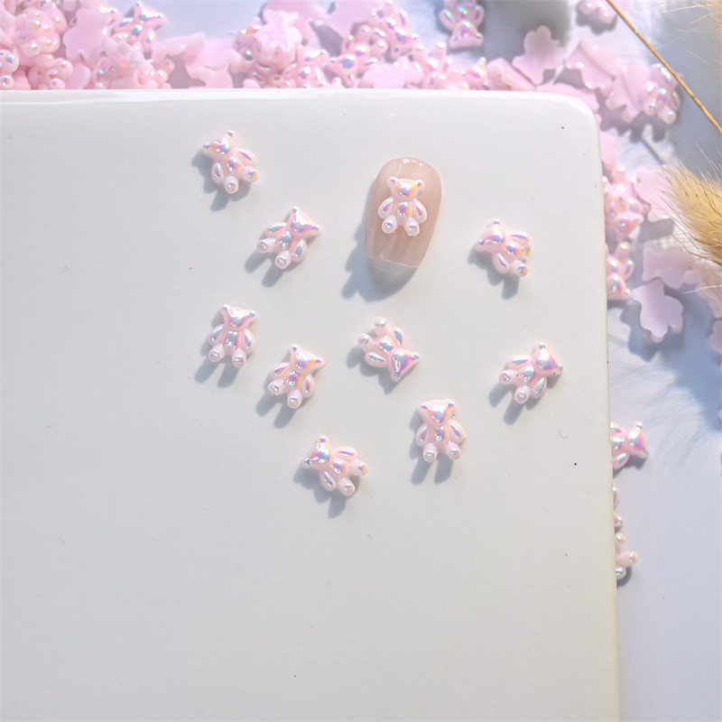 10 gab. Karikatūra Aurora Bear nagu piekariņi, 3D Kawaii Bear nagu mākslas dekori, DIY Aurora Resin Bear manikīra piederumi