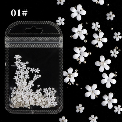 Nail Art Rhinestones Half Round Pearl Bead Μικτό μέγεθος Λευκό μισό στρογγυλό Flatback μαργαριτάρια για DIY διακόσμηση Πέτρες με χάντρες νυχιών