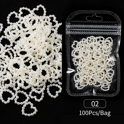 Nail Art Rhinestones Half Round Pearl Bead Μικτό μέγεθος Λευκό μισό στρογγυλό Flatback μαργαριτάρια για DIY διακόσμηση Πέτρες με χάντρες νυχιών