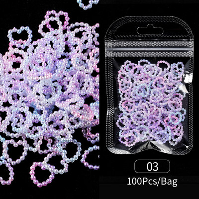 Nail Art Rhinestones Half Round Pearl Bead Μικτό μέγεθος Λευκό μισό στρογγυλό Flatback μαργαριτάρια για DIY διακόσμηση Πέτρες με χάντρες νυχιών