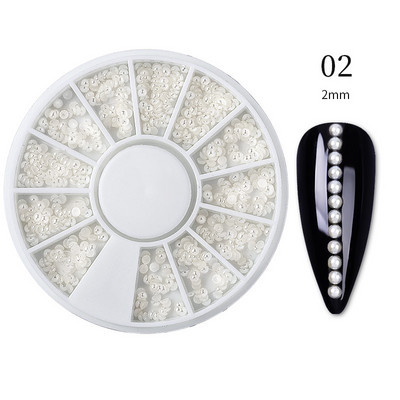 Nail Art Rhinestones Half Round Pearl Bead Μικτό μέγεθος Λευκό μισό στρογγυλό Flatback μαργαριτάρια για DIY διακόσμηση Πέτρες με χάντρες νυχιών