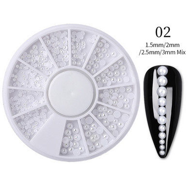 Nail Art strasszok félkerek gyöngy gyöngy vegyes méretű fehér félkerek lapos hátú gyöngy barkács dekorációhoz körömgyöngy kövek