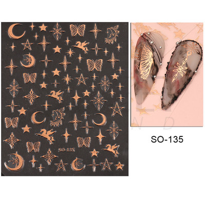 Metalik srebrne crne naljepnice za nokte 3D tamni stil privjesci klizači tinta leptir mjesec srce brava mač folija savjeti za manikuru BESW-CS