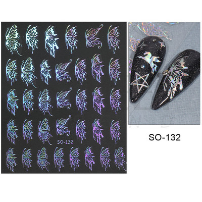 Metalik srebrne crne naljepnice za nokte 3D tamni stil privjesci klizači tinta leptir mjesec srce brava mač folija savjeti za manikuru BESW-CS