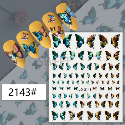 Metalik srebrne crne naljepnice za nokte 3D tamni stil privjesci klizači tinta leptir mjesec srce brava mač folija savjeti za manikuru BESW-CS