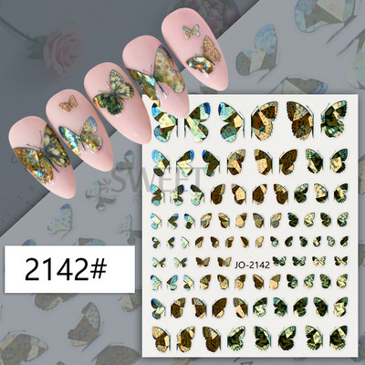 Metalik srebrne crne naljepnice za nokte 3D tamni stil privjesci klizači tinta leptir mjesec srce brava mač folija savjeti za manikuru BESW-CS