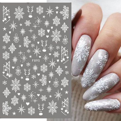 3D sniegpārsliņu nagu uzlīmes balti Ziemassvētku dizaini nagu mākslas uzlīmes Ģeometriskās līnijas Jaunais gads ziemas želeja folijas slīdņi Dekorācijas