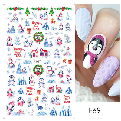 3D sniegpārsliņu nagu uzlīmes balti Ziemassvētku dizaini nagu mākslas uzlīmes Ģeometriskās līnijas Jaunais gads ziemas želeja folijas slīdņi Dekorācijas
