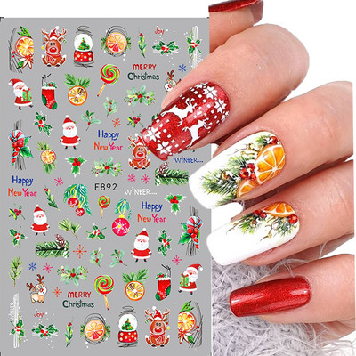 3D sniegpārsliņu nagu uzlīmes balti Ziemassvētku dizaini nagu mākslas uzlīmes Ģeometriskās līnijas Jaunais gads ziemas želeja folijas slīdņi Dekorācijas