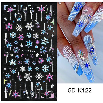 3D sniegpārsliņu nagu uzlīmes balti Ziemassvētku dizaini nagu mākslas uzlīmes Ģeometriskās līnijas Jaunais gads ziemas želeja folijas slīdņi Dekorācijas