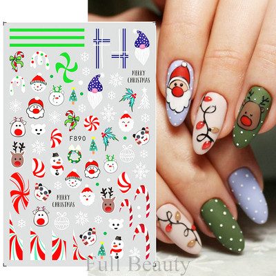 3D sniegpārsliņu nagu uzlīmes balti Ziemassvētku dizaini nagu mākslas uzlīmes Ģeometriskās līnijas Jaunais gads ziemas želeja folijas slīdņi Dekorācijas