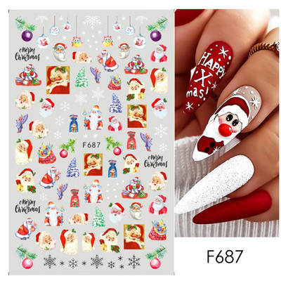 3D sniegpārsliņu nagu uzlīmes balti Ziemassvētku dizaini nagu mākslas uzlīmes Ģeometriskās līnijas Jaunais gads ziemas želeja folijas slīdņi Dekorācijas