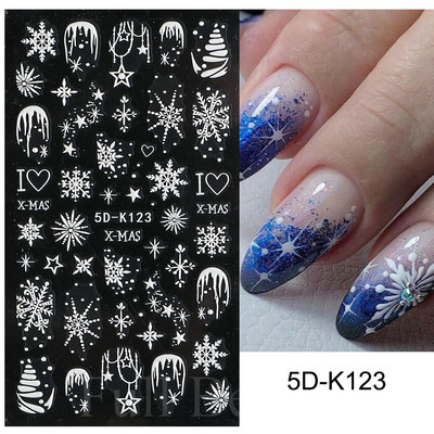 3D sniegpārsliņu nagu uzlīmes balti Ziemassvētku dizaini nagu mākslas uzlīmes Ģeometriskās līnijas Jaunais gads ziemas želeja folijas slīdņi Dekorācijas