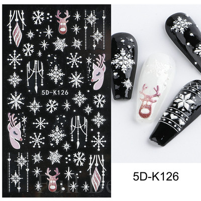 3D sniegpārsliņu nagu uzlīmes balti Ziemassvētku dizaini nagu mākslas uzlīmes Ģeometriskās līnijas Jaunais gads ziemas želeja folijas slīdņi Dekorācijas