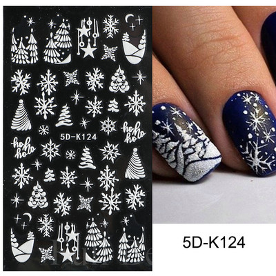 3D sniegpārsliņu nagu uzlīmes balti Ziemassvētku dizaini nagu mākslas uzlīmes Ģeometriskās līnijas Jaunais gads ziemas želeja folijas slīdņi Dekorācijas