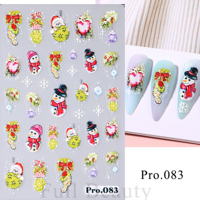 3D sniegpārsliņu nagu uzlīmes balti Ziemassvētku dizaini nagu mākslas uzlīmes Ģeometriskās līnijas Jaunais gads ziemas želeja folijas slīdņi Dekorācijas