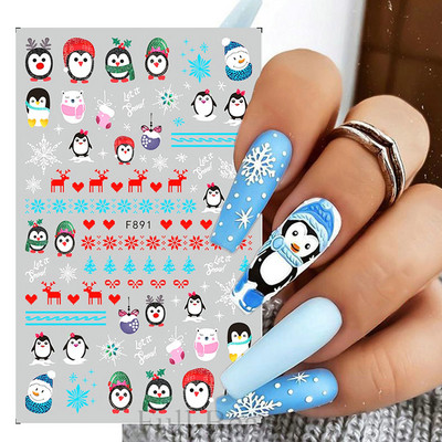 3D sniegpārsliņu nagu uzlīmes balti Ziemassvētku dizaini nagu mākslas uzlīmes Ģeometriskās līnijas Jaunais gads ziemas želeja folijas slīdņi Dekorācijas