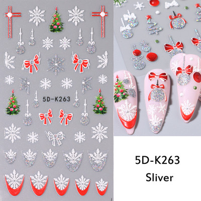 3D sniegpārsliņu nagu uzlīmes balti Ziemassvētku dizaini nagu mākslas uzlīmes Ģeometriskās līnijas Jaunais gads ziemas želeja folijas slīdņi Dekorācijas