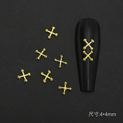 10 komada Luksuzni srebrni križ Nail Art privjesci za nakit Retro legirani kamenčići Svjetlucavi 3D Nail Art DIY Punk dodaci za manikuru