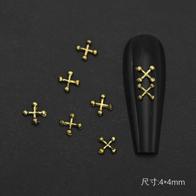 10 komada Luksuzni srebrni križ Nail Art privjesci za nakit Retro legirani kamenčići Svjetlucavi 3D Nail Art DIY Punk dodaci za manikuru