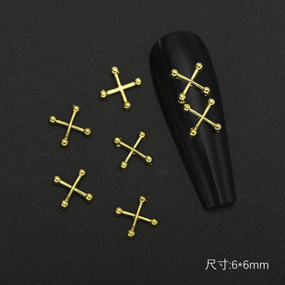 10 komada Luksuzni srebrni križ Nail Art privjesci za nakit Retro legirani kamenčići Svjetlucavi 3D Nail Art DIY Punk dodaci za manikuru