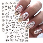 Desen animat 3D drăguț pisică unghii autocolante pentru copii Kawaii cățeluș câine graffiti animale serie noua nail art tatuaj design manichiură decal