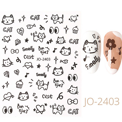 Desen animat 3D drăguț pisică unghii autocolante pentru copii Kawaii cățeluș câine graffiti animale serie noua nail art tatuaj design manichiură decal