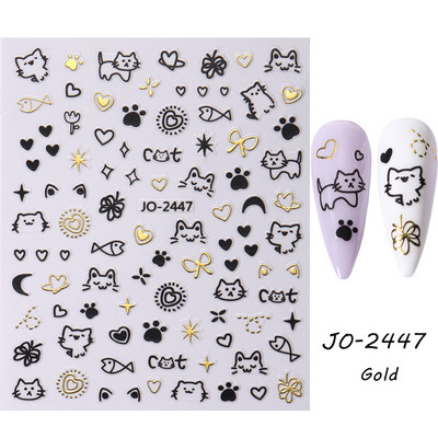 Desen animat 3D drăguț pisică unghii autocolante pentru copii Kawaii cățeluș câine graffiti animale serie noua nail art tatuaj design manichiură decal