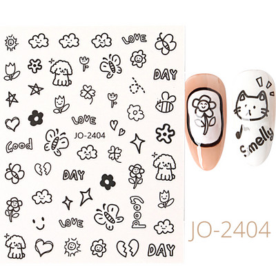 Desen animat 3D drăguț pisică unghii autocolante pentru copii Kawaii cățeluș câine graffiti animale serie noua nail art tatuaj design manichiură decal