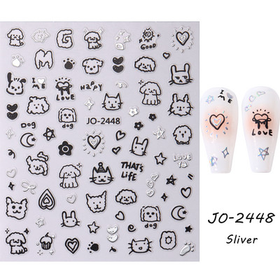 Desen animat 3D drăguț pisică unghii autocolante pentru copii Kawaii cățeluș câine graffiti animale serie noua nail art tatuaj design manichiură decal