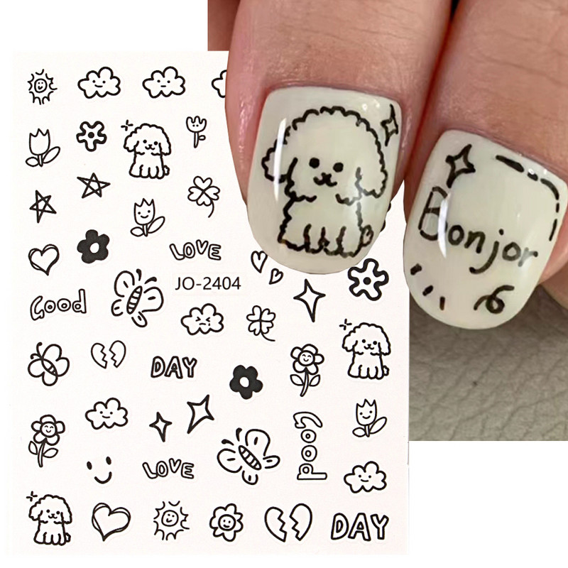 Desen animat 3D drăguț pisică unghii autocolante pentru copii Kawaii cățeluș câine graffiti animale serie noua nail art tatuaj design manichiură decal