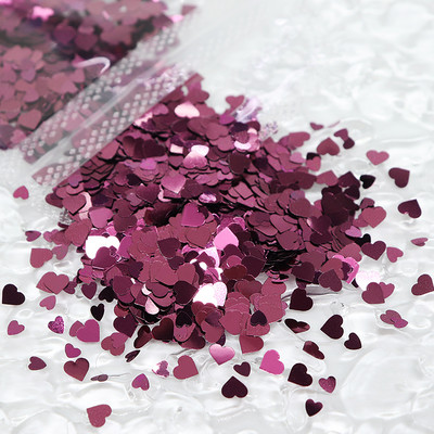 Dimensiune amestecă Love Heart Glitter Paiete Brelocuri pentru unghii Design Roșu Negru Fulgi în formă de inimioare Accesorii pentru unghii Ornamente de Valentines