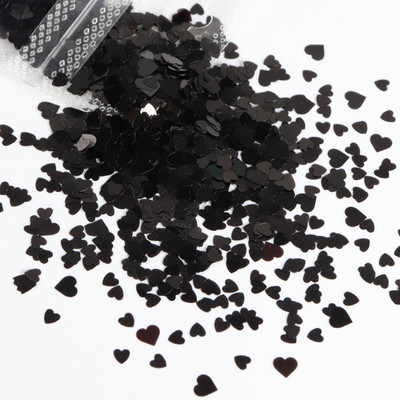 Dimensiune amestecă Love Heart Glitter Paiete Brelocuri pentru unghii Design Roșu Negru Fulgi în formă de inimioare Accesorii pentru unghii Ornamente de Valentines