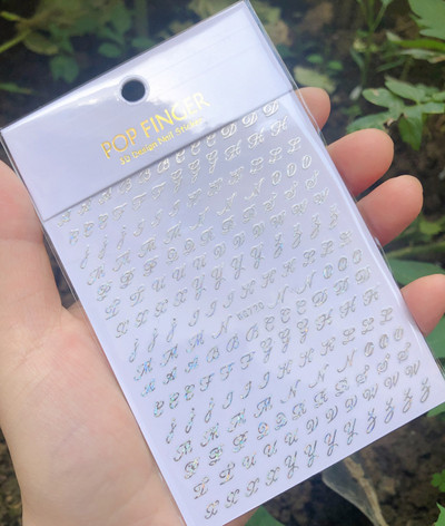 1 buc. autocolante pentru unghii cu alfabet englezesc nou, multicolor, reflectorizant cu laser, glisor pentru unghii, text rece, kit pentru unghii