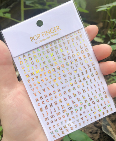 1 buc. autocolante pentru unghii cu alfabet englezesc nou, multicolor, reflectorizant cu laser, glisor pentru unghii, text rece, kit pentru unghii