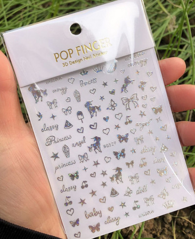 1 buc. autocolante pentru unghii cu alfabet englezesc nou, multicolor, reflectorizant cu laser, glisor pentru unghii, text rece, kit pentru unghii