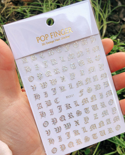 1 buc. autocolante pentru unghii cu alfabet englezesc nou, multicolor, reflectorizant cu laser, glisor pentru unghii, text rece, kit pentru unghii