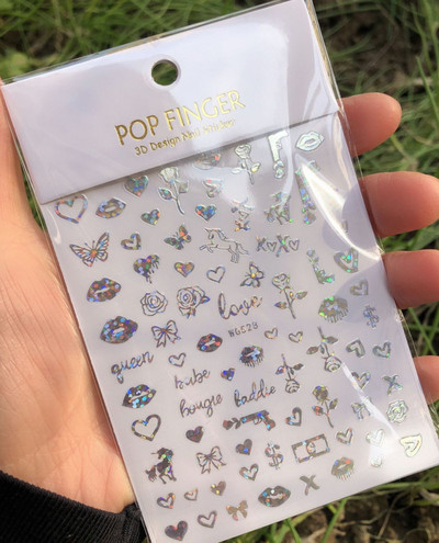 1 buc. autocolante pentru unghii cu alfabet englezesc nou, multicolor, reflectorizant cu laser, glisor pentru unghii, text rece, kit pentru unghii