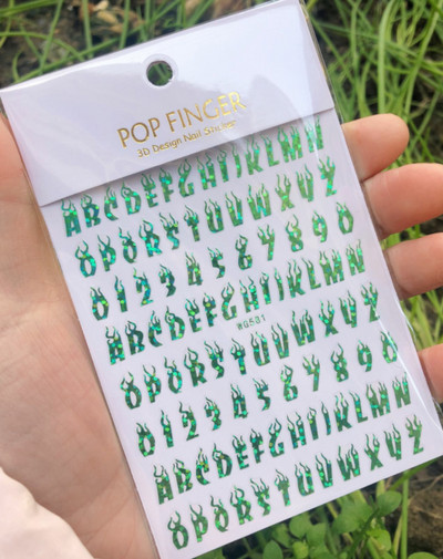 1 buc. autocolante pentru unghii cu alfabet englezesc nou, multicolor, reflectorizant cu laser, glisor pentru unghii, text rece, kit pentru unghii