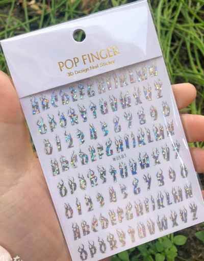 1 buc. autocolante pentru unghii cu alfabet englezesc nou, multicolor, reflectorizant cu laser, glisor pentru unghii, text rece, kit pentru unghii