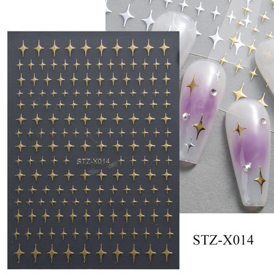 Black White Star 3D nagu mākslas uzlīme Y2K zvaigzne pašlīmējoša slīdņa burti nagu mākslas rotājumi uzlīmes manikīra aksesuāri
