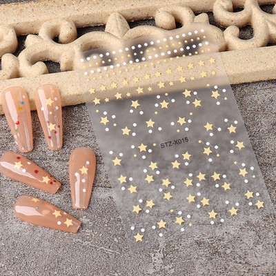 Black White Star 3D nagu mākslas uzlīme Y2K zvaigzne pašlīmējoša slīdņa burti nagu mākslas rotājumi uzlīmes manikīra aksesuāri