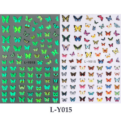 3D melna cilvēka silueti nagu uzlīme Gaišs, ziedošs dizains spoks dēmons kaķis eņģelis tauriņš DIY slīdnis nagu folijas dekorēšana